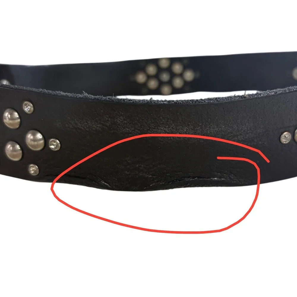 BKE Womens Black Leather Western‎ Belt Crystal Studded Silver Buckle Size S
